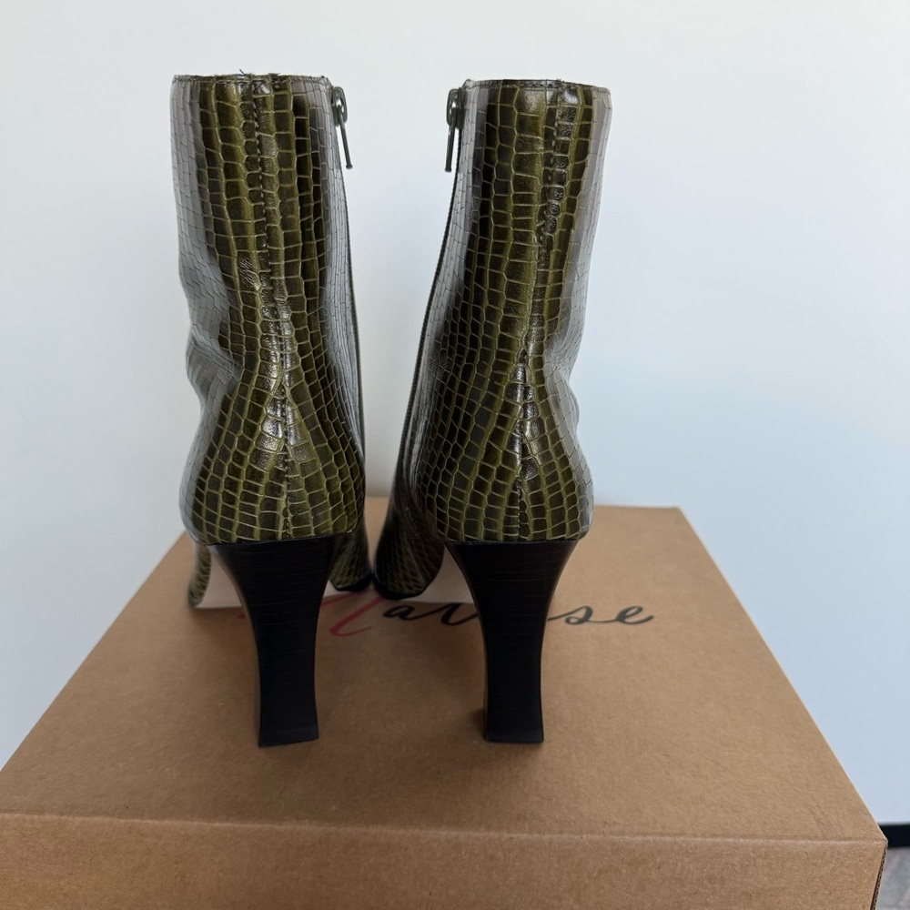 Matisse ECLAIR Green Leather Crocodile-Embossed Heeled Bootie 8.5‎ M - Picture 9 of 15